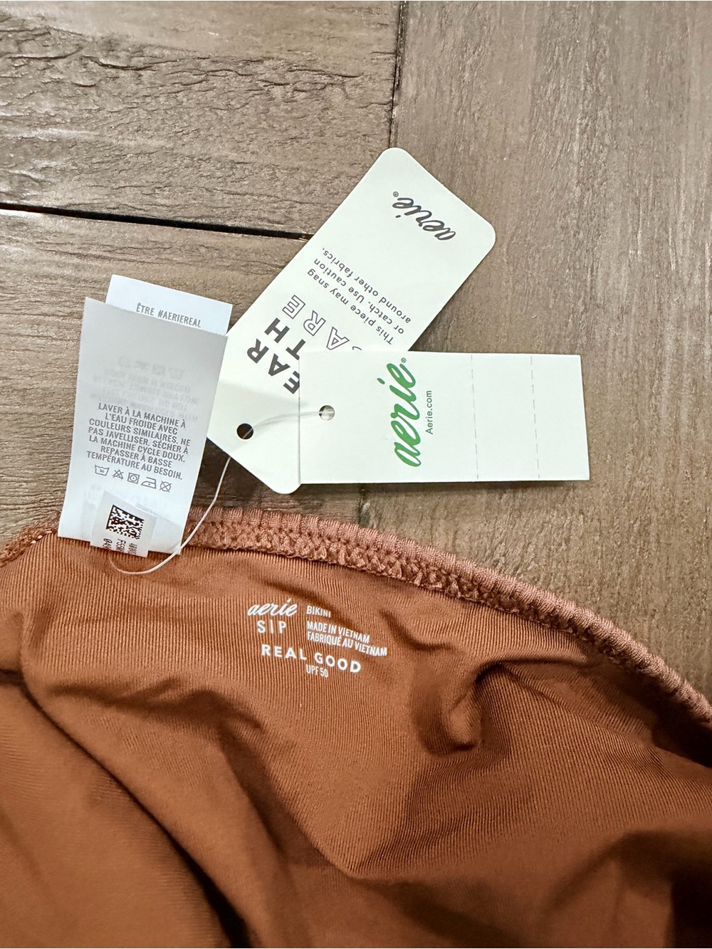 aerie Ribbed Rust-Tone Bikini Bottom - Picture 3 of 4